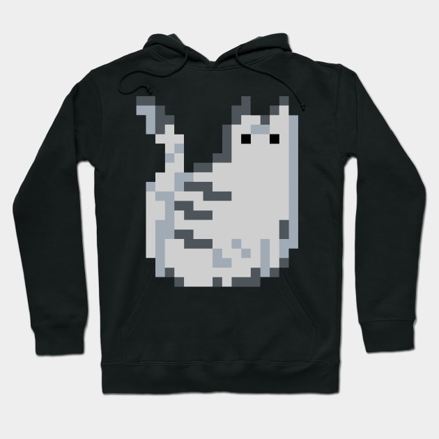 Cat Pixel Art - grey dark Hoodie by Uwaki